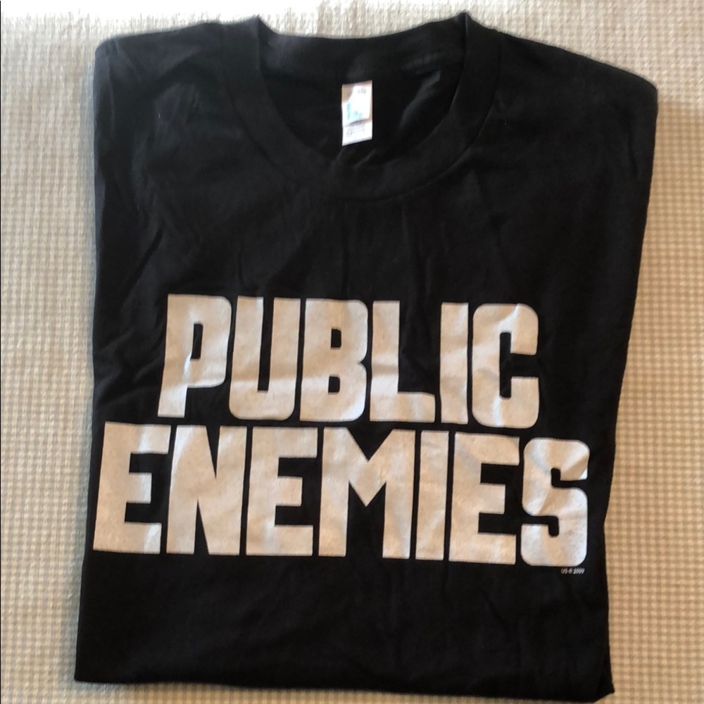 PUBLIC ENEMIES Movie Promo T-Shirt Black/White L Johnny Depp Christian Bale #915 - Picture 2 of 5